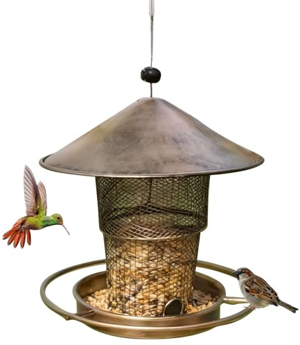 Vogelfutterhaus zum Aufhängen, 900g Groß Metall Vogelfutterspender zum Aufhängen, Futterstationen für Wildvögel, Vogelfutterstation Vogelhaus Wetterfest, Futterhaus Futterspender Vögel für Balkon (A)