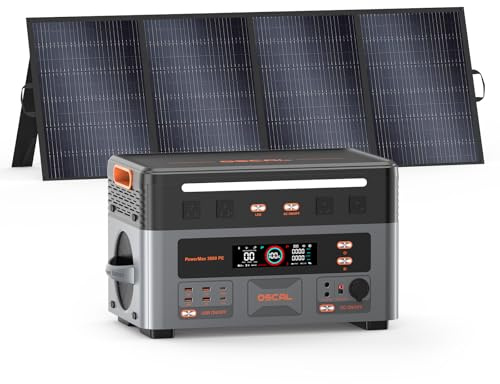 PowerMax 3600PE Generatore Solare 3600W con Pannello Solare da 400W | 2016Wh Centrale Elettrica Portatile, Batteria LiFePO4, Controllo APP, Portable Power Station per Campeggio, Camper, Casa