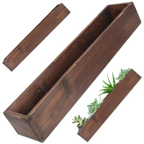 Hperu Scatola di legno, fioriera in legno rustico da 19, 7 x 4 x 2, 8 pollici, vaso da fiori rettangolare per piante grasse, per cortile, casa colonica, patio, interni ed esterni, casa, fioriera