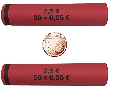 3704 MÜNZHÜLSEN - Münzrollenpapier vorgefertigt und gerollt für 5 Cent (112er Pack) A