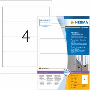 HERMA Ordneretiketten weiß Movables/ablösbar 192x61mm Special A4 VE=400