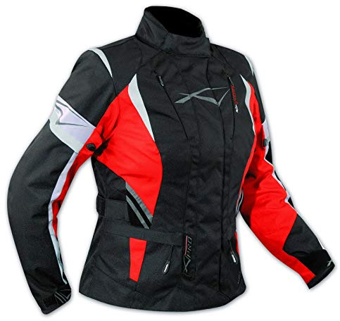 A-Pro Textiljacke Motorrad Touring Damen Protektoren Thermofutter Wasserdicht Rot XS