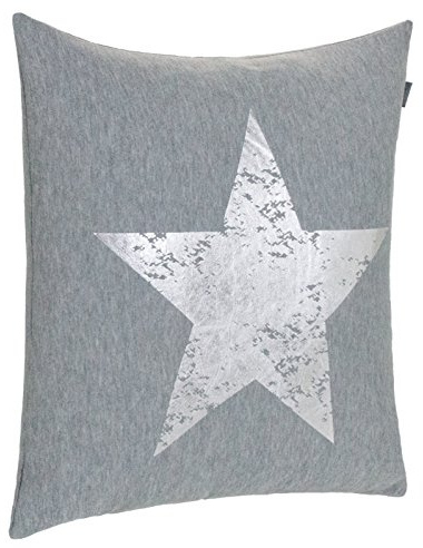 Brandsseller Dekokissen Zierkissen Couchkissen Sofakissen Motivkissen Sterndruck - mit Füllung kuschelig und weich - Größe: 45x45 cm - Grau/Silber