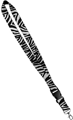 Cinta para llaves estampada, satén, con hebilla lateral y botón de presión, soporte para tarjeta identificativa, 1,9 cm o 2,5 cm, color cebra 1 Inch