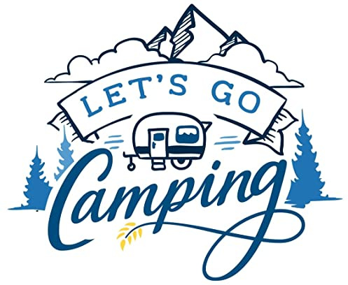 Samunshi® Let's Go Camping Schriftzug Aufkleber Sticker Autoaufkleber Scheibenaufkleber Motorradaufkleber - 25x21cm hellblau