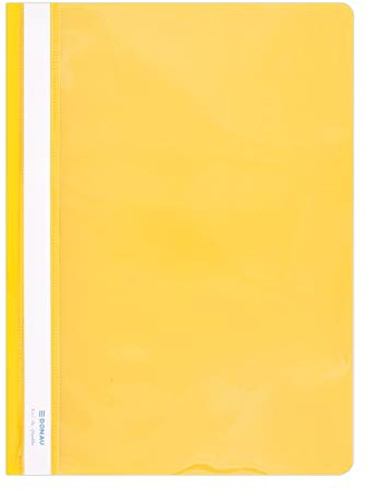 DONAU 1705001PL-11 Plastik Schnellhefter A4 Gelb, Sichthefter Kunststoff Strapazierfähigem PVC Hart Glasklares Deckblatt, für Büro und Schule, Fassungsvermögen ca. 200 Blatt | 10er Pack