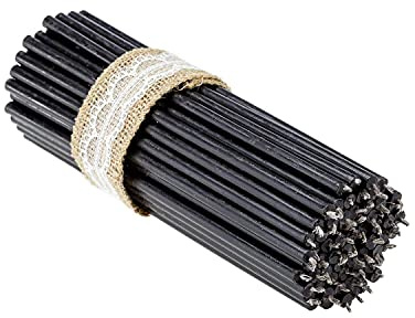 Danilovo Ritual Bienenwachs Kerzen (Schwarze) - Kloster Orthodoxe Kerzen für Gebet, Tischdeko - Ungiftig, Ruß - Tropffrei, Lang, Nachhaltige Produkte, N40, Höhe 26,5 cm, Ø 7,1 mm (50 Stück)
