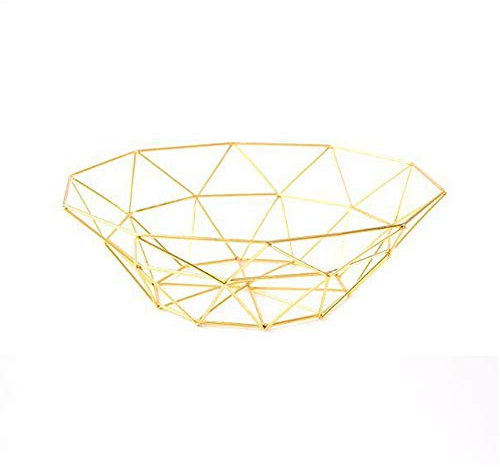 YUQI Simple Geometry Wrought Iron Fruit Plate Creative European Ornaments Home Living Room Dining Table Fruit Plate Storage Basket (Color : Gold)