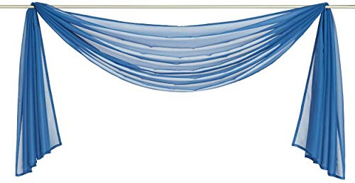 Yaland Voile Bogenvorhang Uni Querbehang HxB 400x140cm Blau 1 Stück | Transparenter Hochzeitsvorhang Chiffon Freihandbogen einfarbig Wohnzimmer Gardinenschal Schalvorhang Bogenform