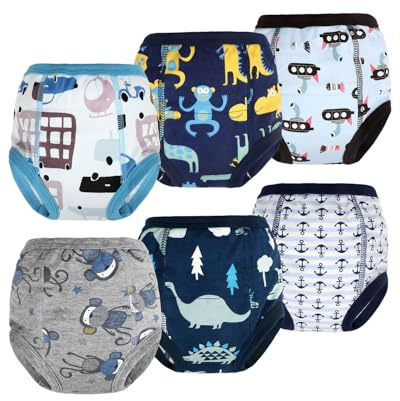 FLYISH DIRECT Paquete de 6 Pantalones de Entrenamiento para bebés, Ropa Interior para Orinal, Pantalones para pañales para niños pequeños, 90/2T