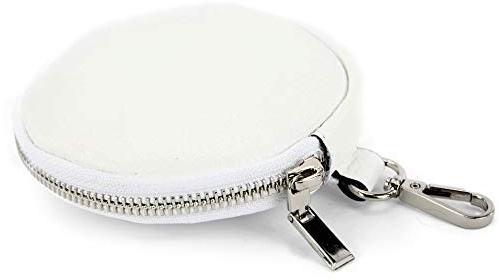modamoda de P10 / P08 Damen Leder Rauleder Geldbörse Münzgeldbörse Taschenanhänger ø 11,5 cm Handmade in Italy, Farbe:Weiß