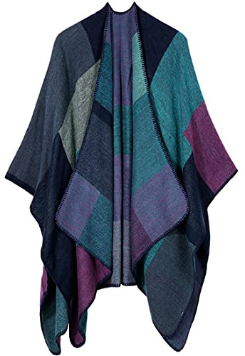 NCTCITY Femmes Poncho Cape Réversibles Écharpe Tricot Châles Chauds Cardigans Élégantes Manteau Décontractée Couverture Surdimensionnés Foulard Impression Tops pour Automne Hiver
