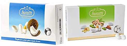 Buratti Confetti Con Ripieno Al Gusto Di Cocco, Tenerezze Cocco - 1000 G & Con Ripieno Al Gusto Pistacchio, Tenerezze Pistacchio - 1000 G