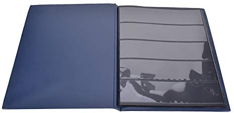 Tnfeeon Carpetas Anillas Padfolio Álbum Sellos Archivadores con Anillas 10 Páginas Álbum Coleccionista Sellos Álbum Sellos Libro Existencias para Sellos Documentos Monedas Billetes Banco(Azul)