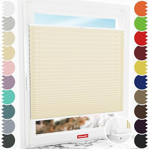 Schuette® Plissee ohne Bohren ● Premium Kollektion: Sahara's Sand ● 35x150cm (Breite x Höhe) ● Suprafix Faltrollo X Klemmfix Rollo ● Blitzschnelle Montage inkl. Video