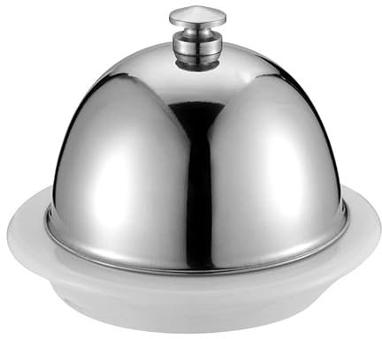 CJCSM Beurrier, Beurrier Rond en Acier Inoxydable avec Couvercle en Dôme, Beurrier en Céramique pour Comptoir