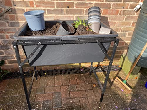 multi-use garden/greenhouseMOBILE & FOLDABLE POTTING BENCH,holds 90l of compost,