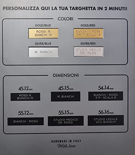 Pinto Ferramenta E-commerce Targhetta per Cassetta Postale Citofoni Posta da esterno Campanello Armadietti Personalizzate vari colori e misure scritta Retroilluminata Rossa o Blu (45X12mm, SILVER/BLU)