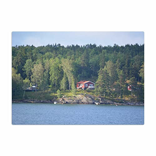 Vero Home 18341 Glas-Schneidebrett | Motiv Natur Urlaub am Fjord | rutschfest, kratzfest und lebensmittelecht | Maße: 39 x 29 cm