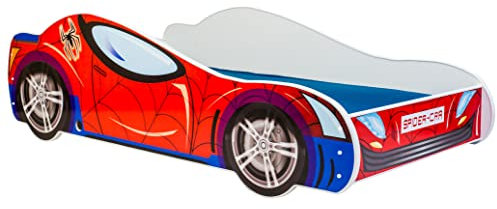 KOBI Letto per bambini SPIDERCAR 160x80, multicolore, motivo spiderman, supereroe, letto per cameretta, per ragazzi