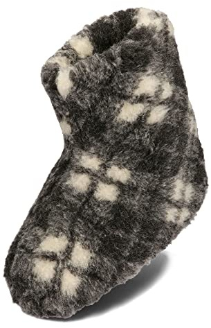 BeComfy varma tofflor damer herrar tofflor gjorda av fårull 36-50 EU (Rutig svart, Europeiska skostorlekar, Vuxen, Numeriskt, Medel, 39)