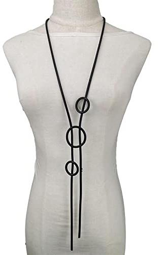 Bysonglezai Halskette Damen Ketten Anhänger Frauen Geschenk Runde Anhänger Halsketten Für Frauen Lange Große Halskette Böhmen Mode-Accessoires Kleidung Kette Gummi Handgefertigt