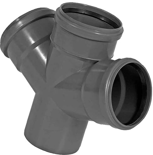 MegaHaustechnik HT Doppelabzweig Winkel 87 Grad 2x DN50 x DN110 für Rohr Außendurchmesser 2x 50mm auf 110mm mit 3 Muffen und Gummi Dichtungen, Steck-Ende außen Ø 110mm, Abwasser Abfluss