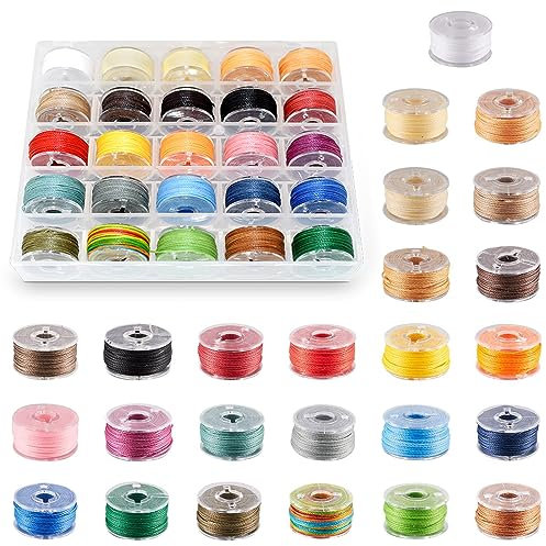 Fili Cerati,25 Rotoli10m*0,55mm Colorato Cordoncino,Filo Cotone Cerato,Fili Filo Cordoncino Cotone,Colorato Cordoncino,Corda Cerata,Filo di Poliestere Cerato per Fai Da Te Handcrafting,Leather Sewing