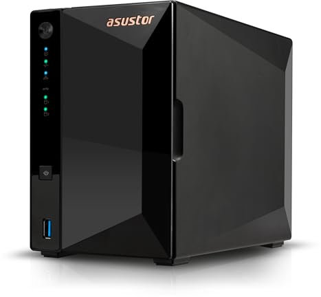 Asustor Drivestor 2 Pro Gen2 AS3302T v2, 2 Bay NAS Enclosure Storage, 1,7 GHz Quad-core, 2,5 GbE, 2 GB RAM DDR4, Network Attached Storage per archiviazione cloud (Diskless)
