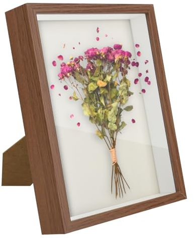 3D Bilderrahmen 27x22cm Bilderrahmen tief Holzobjekt Rahmen zum 3D Füllen Bilderrahmen Tiefe Box mit Glasscheibe für Wandbehang oder Desktop Familienerinnerungsgeschenke(Innenrahmen 24,5x19,5 cm)