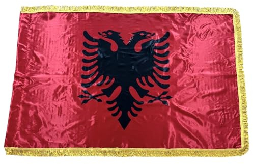 Albanische Flagge Premium Qualität 150x90cm aus fein Polyester - Albanien - Shqipëri - Flamuri Shqiptar me cilësi të lartë - Albanian Flag