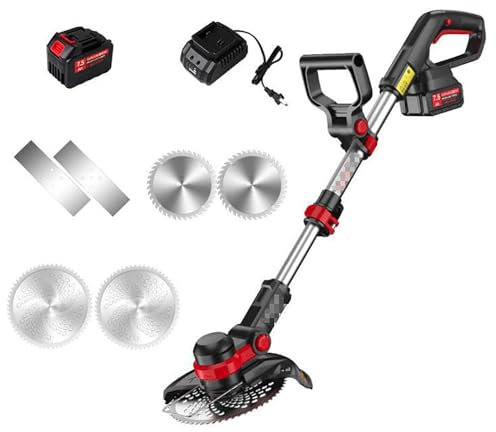 Electric Lawn Mower, With 3 Styles Blades 20V/7.5Ah Battery, Home Small Cordless Lawn Mower with Adjustable Telescopic Handle, Portable Weeder for Farm Pasture Orchard Backyard