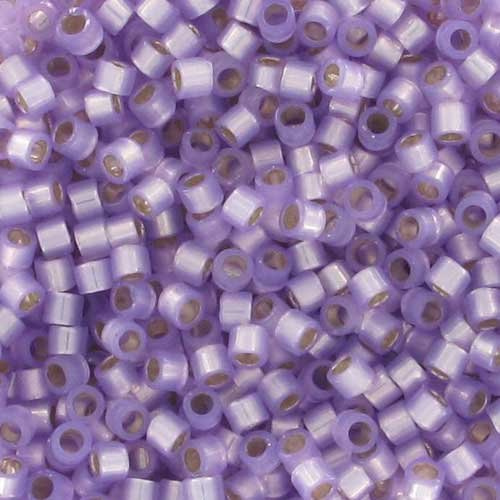 5 g Miyuki DELICA Seed Beads Rocailles, Size 11/0, Silver Lined Lavender Alabaster Dyed (# DB0629), Japan, Glass