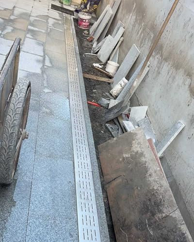 ZIMGOD Entwässerungsrinne Gartenablaufabdeckung 304 Edelstahl, Abflussgitter für Graben und Einfahrten, Wasserabflusssystem für Den Garten, Regenrinnen-Rinnenset(7x5cm (2 3/4 x 2))