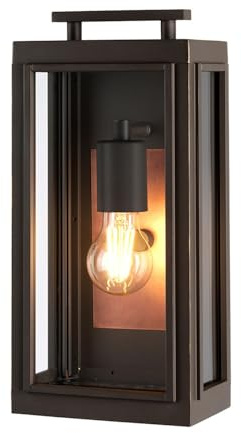 Licht-Erlebnisse Wandlampe außen Glas Aluminium 35,5 cm hoch IP44 in Bronze Kupfer E27 Vintage Design Aussenleuchte Wand Balkon Lampe Terrasse aussen