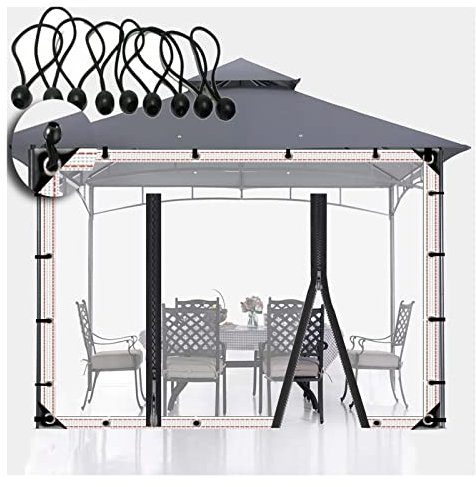 Gazebo pieghevole in vetro morbido trasparente impermeabile per esterni per campeggio e giardinaggio - pannelli laterali per pergola trasparente impermeabile dimensioni 3,8 x 2,5 m