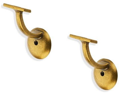 ZAUYX 2 Pack Antique Brass Handrail Stair Brackets Stair Heavy Duty Stair Brackets Support Handrail Brackets for Stairways