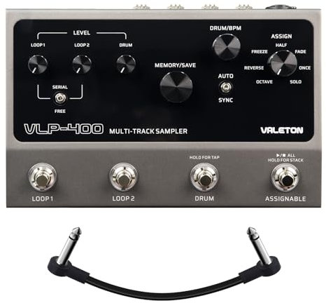 VALETON Dual Track Stereo Looper Pedal mit Auto Drum Machine, 7 Loop-Effekten, 99 Projekt-Speicherplätzen, MIDI/CTRL-Kompatibilität für Gitarre, Bass, Keyboard, Gesang VLP-400