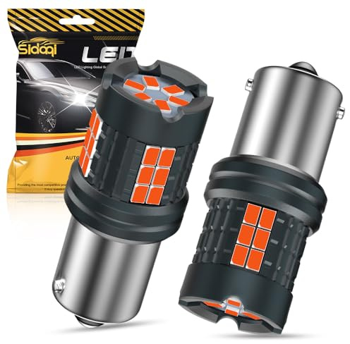 Sidaqi P21W LED Red Brake Light Stop Tail Light Bulbs CANBUS Error Free 25W 30SMD 3020 Chips Anti Hyper Flash 1156 BA15S 382 LED Bulb 12-24V for Parking Position Lights Rear Fog Lights (Pack of 2)