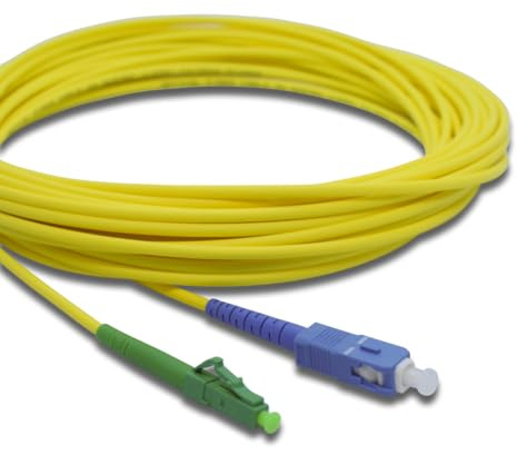 Conectra® - Cable de fibra óptica | OS2 | 9/125µm monomodo | Simplex | LC/APC a SC/UPC | amarillo | ideal para redes domésticas FTTH | Cable de fibra óptica de fibra óptica (longitud 10 m)