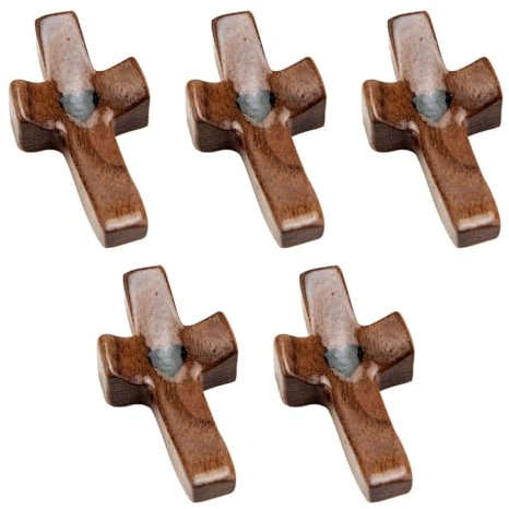 DONGKER Holzkreuz, 5 Stück „Kreuz mein Herz“, Ermutigungsgeschenk, Handschmeichler als Geschenk zur Geburt, Taufe Kommunion und zur Firmung