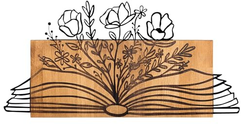 Accessoire mural en bois élégant et décoratif, 74 x 37 cm, cadre 100% métal (1,2 mm) et bois massif (3 cm), design élégant noir et noyer pour la décoration intérieure