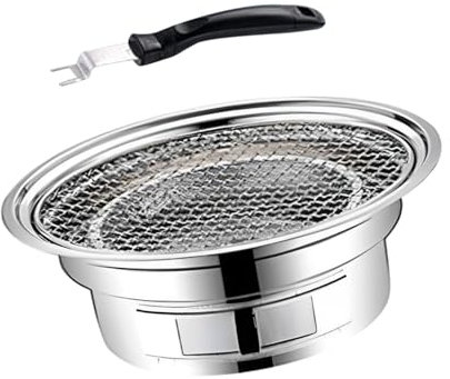 Portable BBQ Grill with Wire Mesh and Iron Plate for Camping, Backpacking, and Home Garden Use