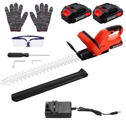 wowspeed 21V 500W Cordless Hedge Trimmer with 2 * 1500mAh Battery and Charger, 51cm Cutting Length Chainsaw