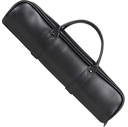 Flötentasche für 16-loch Flöten, Schwarzes Leder, Etui | Praktische Aufbewahrungstasche, zum Tragen und Schützen von Instrumenten