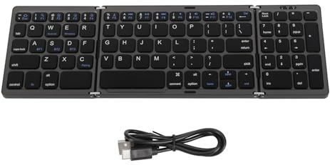 Tastiera Bluetooth GearWell, tastiera wireless a tripla piega con connessione multi -dispositivo per telefono tablet per laptop, tastiera pieghevole portatile (Nero grigio)