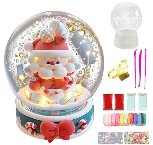 TZQFROCE Modelliermasse-Set Weihnachten Kristallkugel DIY Knetwerkzeug Set für Kinder Bastelsets für Kinder Knete Zubehör für Weihnachten Geburtstag Home Dekor Geschenk für Jungen und Mädchen