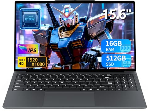 Ordinateur Portable 15,6 pouces Core i3-8100Y, PC Portable 16 Go RAM SSD 512 Go Win11 Pro écran Full HD 1920 x 1080, Laptop avec port Type-C, USB 3.0, mini HDMI, Wi-Fi, BT 5.0 et pavé numérique