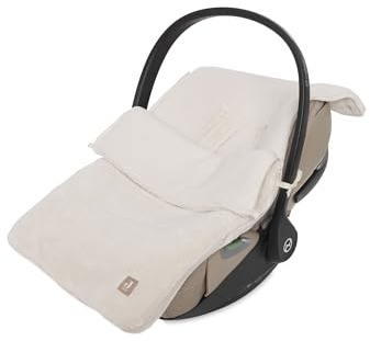 Jollein Sacco a pelo per passeggino Cloudy Rib – Oatmeal – Per seggiolini auto per neonati, seggiolini auto Gruppo 0+ e passeggini – Per cinture a 3 e 5 punti – Con struttura a coste e fodera in pile