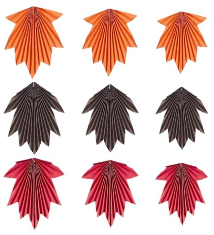 wiroouia Decorazioni per Feste Autunnali,9 Pezzi Ventagli di Carta con Foglie d'Acero Addobbi da Parete,Forniture per Decorazioni Appendibili - Parete Soffitto Festa